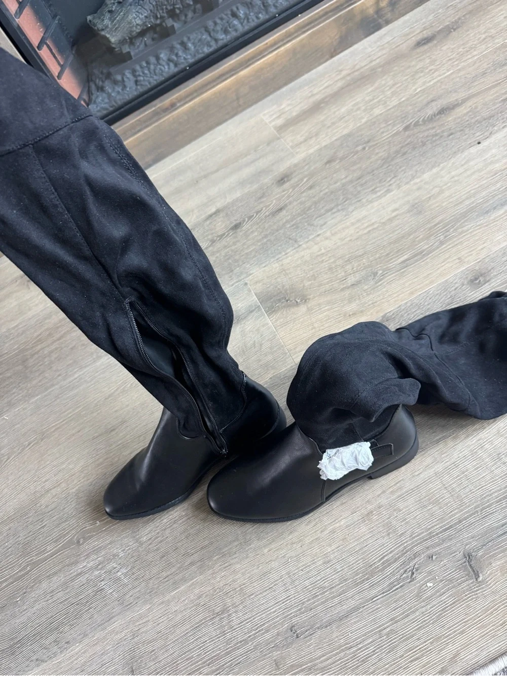 Shoe Dazzle Black Over-the-Knee Suede-Look Boots NWOT size 8